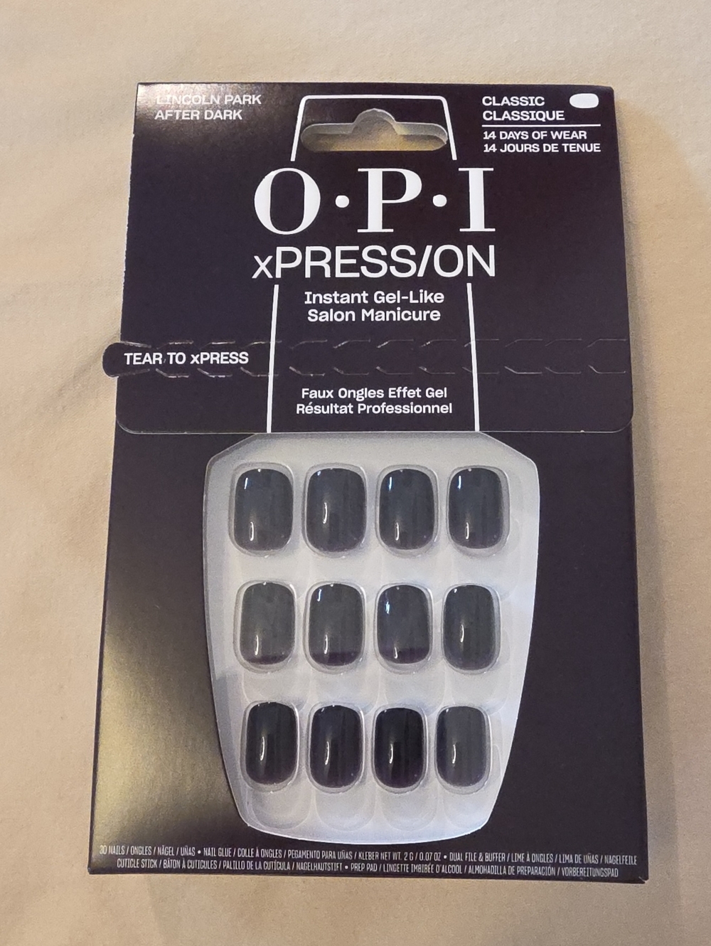 OPI Lincoln Park After Dark Press-On Nails - Deep Black Gloss